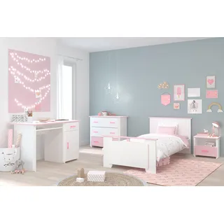 Parisot Jugendzimmer-Set »Biotiful« Bett, Nachttisch, Schubkastenkommode, Schreibtisch, 4 Stk. tlg., rosa