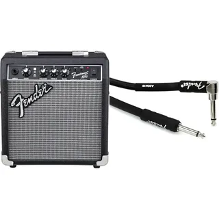 Fender Frontman 10G Combo Gitarrenverstärker & Professional Series Instrumentenkabel – 10 ft / 3 m Gerade/Abgewinkelt, 3 Meter