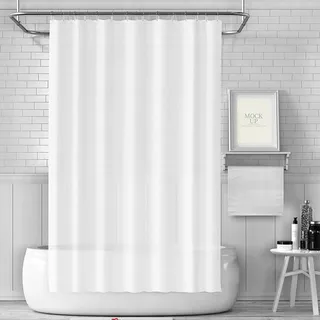 COSORO Duschvorhang Weiß 180x180cm mit Gewicht Magnete Unten,Antischimmel Wasserdicht Duschvorhänge,Waschbar Plastik PEVA Badvorhang mit 12 Haken für Badezimmer,Badewanne,Dusche,Nasses Zimmer