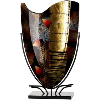 Gilde Bodenvase Dixion schwarz, B:35cm H:57cm T:10,5cm, Glas, Vasen, Bodenvase, Innenwände sind handbemalt, nicht wasserdicht