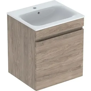 Geberit Renova Plan Set Waschtisch mit Unterschrank, 1 Schublade, 55x62,2x48cm, 501.914.JR.8, Farbe: Waschtisch: weiß/KeraTect, Front/Korpus: Nussbaum hickory/folienbeschichtet