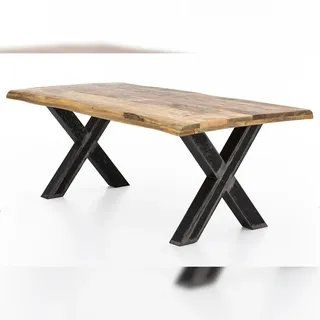 MiaMöbel Esstisch 'Vanaja' 160x90 cm Mango/Used-Look Massivholz, Metall Mango