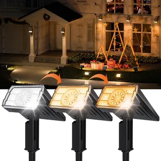 BITPOTT Solar Strahler Außen, 2 Stück 58 LED/3 modi Solarlampen für Außen, 105° Drehung Solar Spots Wandleuchten IP67 Wasserdicht, Solarstrahler für außen Garten,Terrasse,Weg