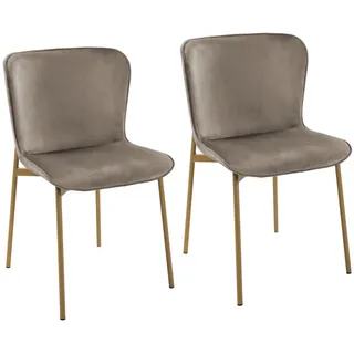 Svita Esszimmerstuhl Mary Textil taupe/gold 2er Set