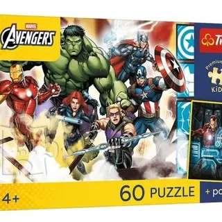 Trefl - Marvel The Avengers, Stärker zusammen - Puzzle 60 Elemente - Bunte Puzzles mit Helden Märchen, Sammler-Poster, Kreative Freizeit, Spaß für Kinder ab 4 Jahren