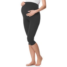 Be Mammy 3/4 Umstandsleggings Kurz aus Baumwolle bequeme und blickdichte Schwangerschaftsleggings Umstandsmode BE20-229 (Graphite, XXL)