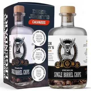 Deer Jimmy's® DIY Calvados Geschenkset – Calvados selbst Machen mit Premium-Eichenholz aus den besten Calvadosfässern – Tiefe Fassreifung für Jede Spirituose Männer