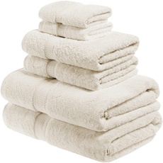 Superior 6-teiliges Handtuch-Set aus ägyptischer Baumwolle, enthält 2 Badetücher, 2 Handtücher, 2 Gesichtshandtücher/Waschlappen, ultraweiche Luxus-Handtücher, dicke Plüsch-Essentials, Gästebad, Spa,
