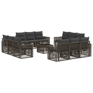 vidaXL Gartensofa-set 13 stk. Grau und Dunkelgrau Poly-Rattan - Grau