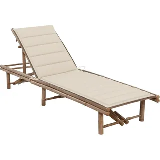 vidaXL Garten-Sonnenliege mit Auflage Bambus - Beige