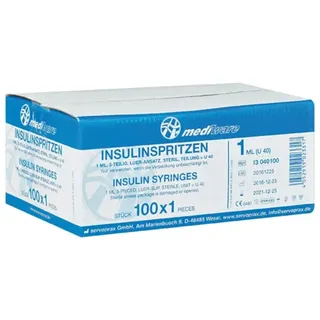 mediware Insulinspritze 1 ml U40 ohne Kanüle Mediware