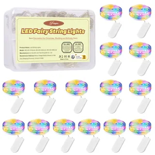 LED Lichterkette Batterie, 15 Stück 2M 20LED Micro Batterie-Betrieben Kupfer Drahtlichterkette Fairy Light für Party, Garten, Weihnachten, DIY Innen Draussen Dekorationen