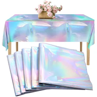 WYYFXY® 5 Stück Bunt Glitzer Tischdecke Party Tischdecke Plastik 137 × 274cm Biertisch Tischdecken Wasserdicht PET Papiertischdecke für Party Geburtstag Festival