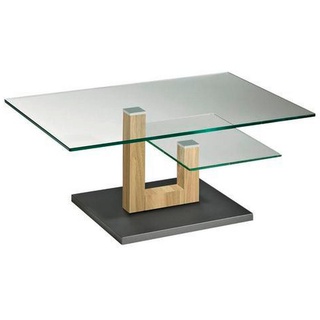 Novel Couchtisch , Anthrazit, Eichefarben , Holz, Glas , Eiche , massiv , rechteckig , Bodenplatte , 60x43x90 cm , Holzmöbel, Holztische, Wohnzimmertische Holz, Couchtische Holz