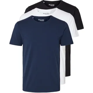 SELECTED HOMME T-Shirt »SLHROLAND SS O-NECK TEE 3-PACK NOOS«, schwarz