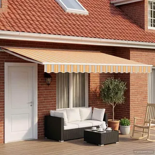 vidaXL Manuell einziehbare Markise Orange, Grau, Blau, Weiß 5 x 3 m - Weiß