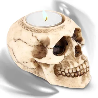 mtb more energy Deko Teelichthalter ''Hot Thoughts'' - Totenkopf Kerzenhalter - Höhe 6.5 cm - Totenschädel Figur Gothic Dekoration