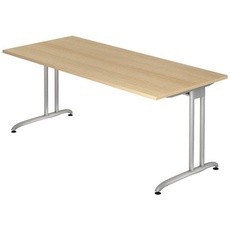 Bild Schreibtisch eiche rechteckig, C-Fuß-Gestell silber 180,0 x 80,0 cm