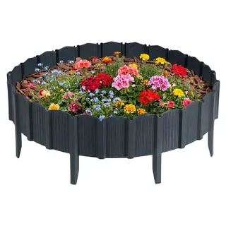 HowHomely | Beeteinfassung - Gartenpalisade - grau - 3,9 m - Beetumrandung - 5er Set - Garten Zubehör - Dekorativ - Grau