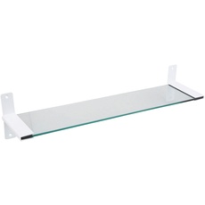 Bild Pure White Badablage mit 50 cm Glasplatte klar - Halter Weiß Matt - Nordic Minimalism - Glasregal Glasablage Wand Badezimmer Bad WC