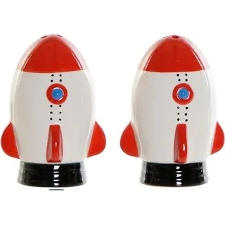 Salzstreuer mit Deckel DKD Home Decor Weiß Rot Dolomite 6,5 x 7 x 9 cm (2 pcs) - Weiß