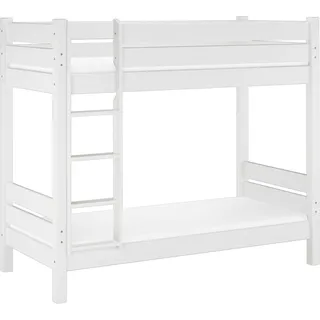 Etagenbett für Erwachsene weiß 100x190 Hochbett teilbar Zubehör wählbar V-60.16-10-190WT100Rollrost und Matratze inkl. - Weiß
