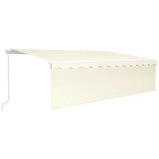 vidaXL Markise Manuell Einziehbar mit Rollo & LED 5x3 m Creme - Creme