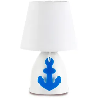 Kindertischleuchte , Blau, Weiß , Metall, Textil , 19 cm , Lampen & Leuchten, Innenbeleuchtung, Kinderzimmerlampen, Kindertischleuchten