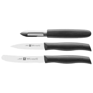 Zwilling Twin Grip Messerset 3 teilig, (Sparschäler 6,5 cm, Spickmesser Universalmesser 12 cm) Kunststoffgriff, Schwarz
