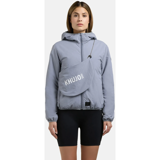 Outdoorjacke KHUJO "Outdoorjacke Shelly2", Damen, Gr. XL, blau (misty blau), Obermaterial: 100% Nylon NY.  Obermaterial: Futter: 100% Nylon NY. 100% Polyester PES., gerade, hoch geschlossener Ausschnitt, eng Rollkanten, Jacken Outdoorjacke, packbare Damen Übergangsjacke mit Tasche