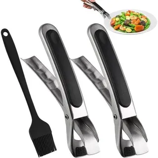 Luftfrittier-Set, Antislip-Schalenhalter mit Silikon-Bürste, Hitzebeständige Edelstahl-Griffplatte für Küchenutensilien.