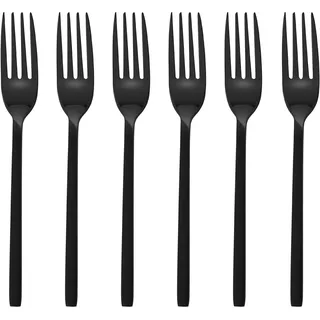 GRÄWE Kuchengabeln 6er Set, Dessertgabeln, kleine Gablen, Spülmaschinengeeignet, Dessertbesteck, Kuchenbesteck, Tortengabel, 6 Personen, Edelstahl, Schwarz, Serie Lissabon
