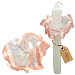 LUNEXUS Tropfschutz Wachsfänger für Stabkerzen – Rosé, zarter Tüll Tropfenfänger, Kerzenmanschette für Taufe und Deko, Ø 1-4,5 cm, ideal für Taufkerze Mädchen, schützt Kleidung zuverlässig