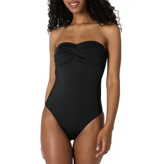 Amazon Essentials Damen Einteiliger Bandeau-Badeanzug, Verwaschenes Schwarz, 46