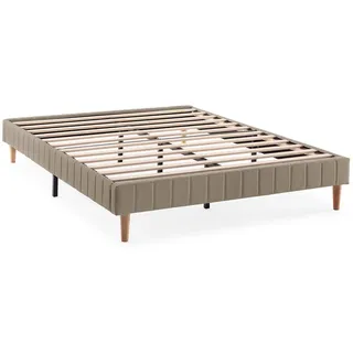 VS Venta-stock Polsterbett 140x200 cm Eris, Beige , Textil , 142x30x202 cm , Schlafzimmer, Betten