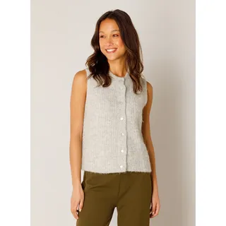 Base Level Strickweste "Nell" Ärmellos mit Wolle und Stretch, grau melange