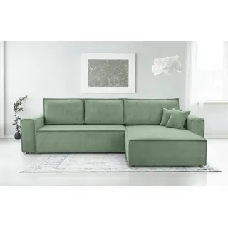 ax living Cord Couch L Form – Cedria Wohnlandschaft 287 cm Salbeigrün