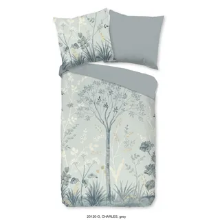 Duvet cover Good Morning 135x200 + 1* 80x80 cm - Flowers - Grau