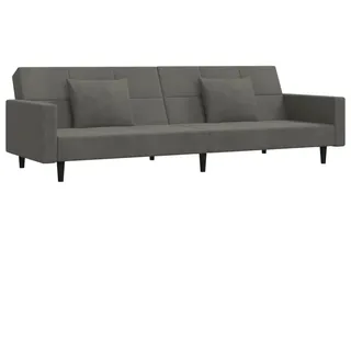 vidaXL Schlafsofa 2-Sitzer mit 2 Kissen Dunkelgrau Samt - Grau