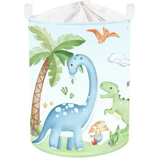 HUUMONSS Dinosaurier Kinder Wäschekorb Faltbar für Jungen Mädchen Groß Kleidung Spielzeug Aufbewahrungskorb für Kinderzimmer Bad, Blau, 63L