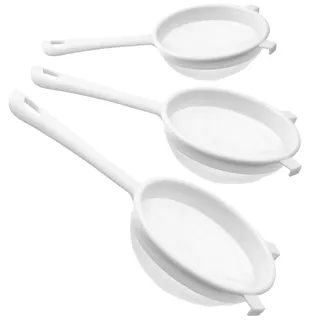 3er Set Plastiksieb Kefir Küchensieb Kunststoff mit Griff Nylon Netzsiebe Seiher Doppelgriff Feines Lebensmittel Mehl Sieb Lebensmittel-Joghurt-Netze Siebs für Backen Küche Seiher Siebs Tee Saft