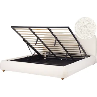 Beliani Polsterbett Weiß Textil, Schlafzimmer, Betten, Polsterbetten