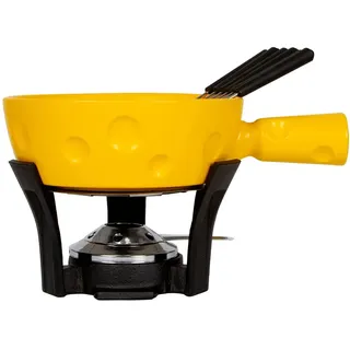 Boska Fondue-Set Super Cheesy/käseförmiger Topf/Steingut/Gusseisen/Gelb/Silber/Schwarz / 290 x 200 x 160 mm