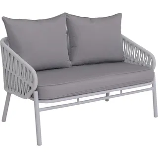 MCW Aluminium-Gartenbank P90 Seilgeflecht Rope Stoff/Textil Hellgrau