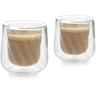 La Cafetière 2pc Siena Doppelwandige Cortado Gläser Set, 135ml isolierte Kaffeetassen für Barista Cortado, stapelbar und leicht, Durchsichtig