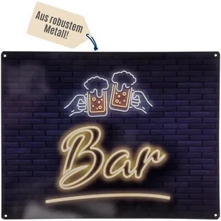 Out of the blue Metallschild Bar Retro Deko - Blechschild im Vintage Look für Partykeller, Küche & Garten - Maße ca. 30x40 cm - Deko & Geschenkidee für Männer
