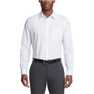 Van Heusen Herren Kleid Hemd Regular Fit Popeline Solid, Weiss/opulenter Garten, 42 cm Hals 86 cm- 89 cm Ärmel