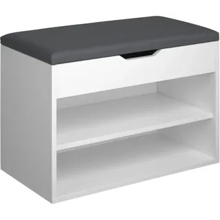 tectake Schuhbank Jasmina, 60 x 30 x 43,5 cm, weiß , Weiß , Holz , Rechteckig , 30x43.5x60 cm , Garderobe, Garderobenbänke, Schuhbänke