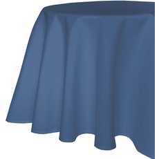 texpot Gartentischdecke 180 cm rund in Blau mit Leinen Optik Lotuseffekt Fleckschutz Bügelfrei Tischdecke