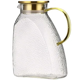 Wasserkrug Mit Deckel, Glaskaraffe Mit Deckels, 1.8 Liter 60 Unzen Wasserkrugs,Wasserkru Mit Deckels,Glaskaraffe Mit Deckell HeißE Oder Kalte Glaskaraffes HitzebestäNdig, Eistee Krug, Saftkrug